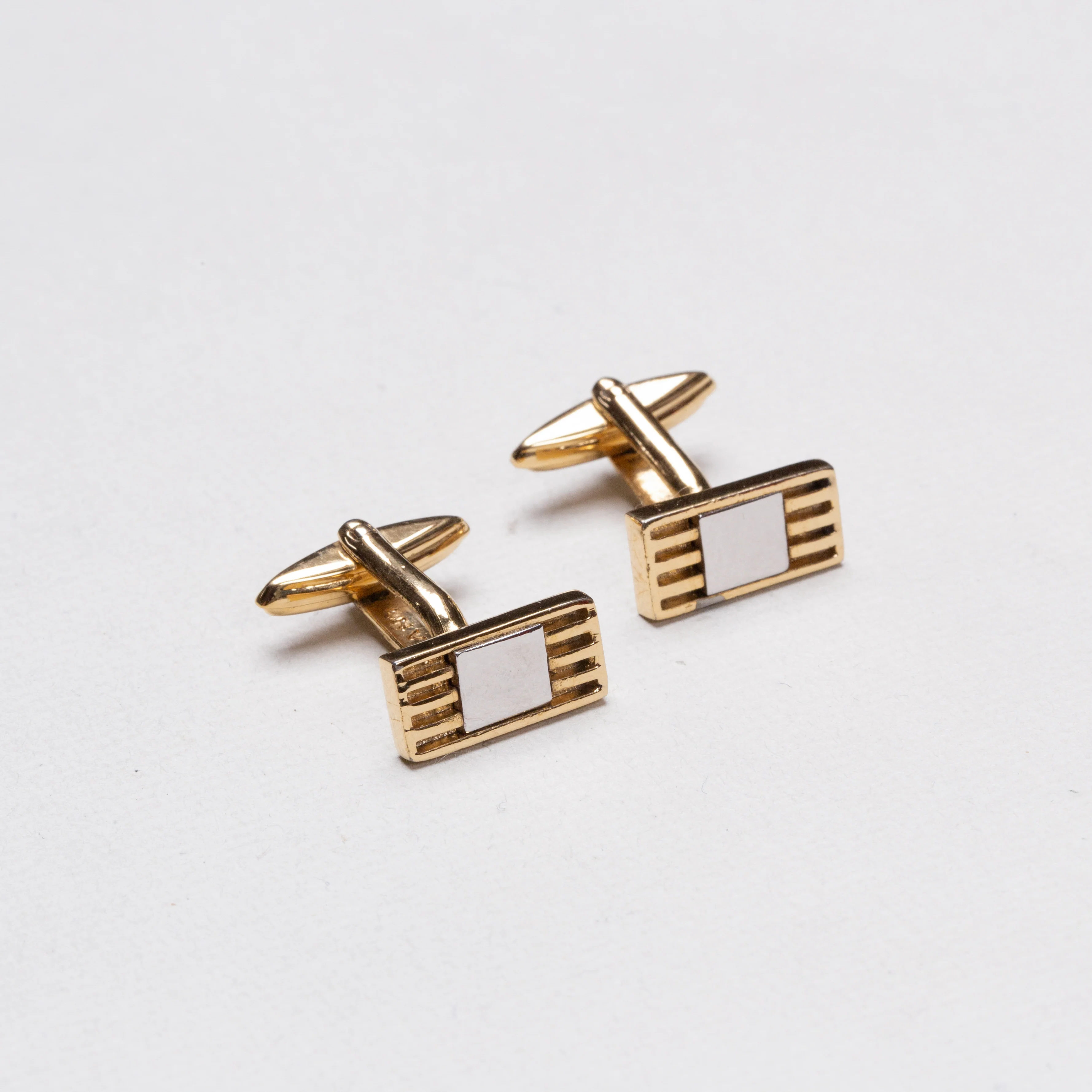 Vintage Lanvin Gold Ribbed Cufflinks