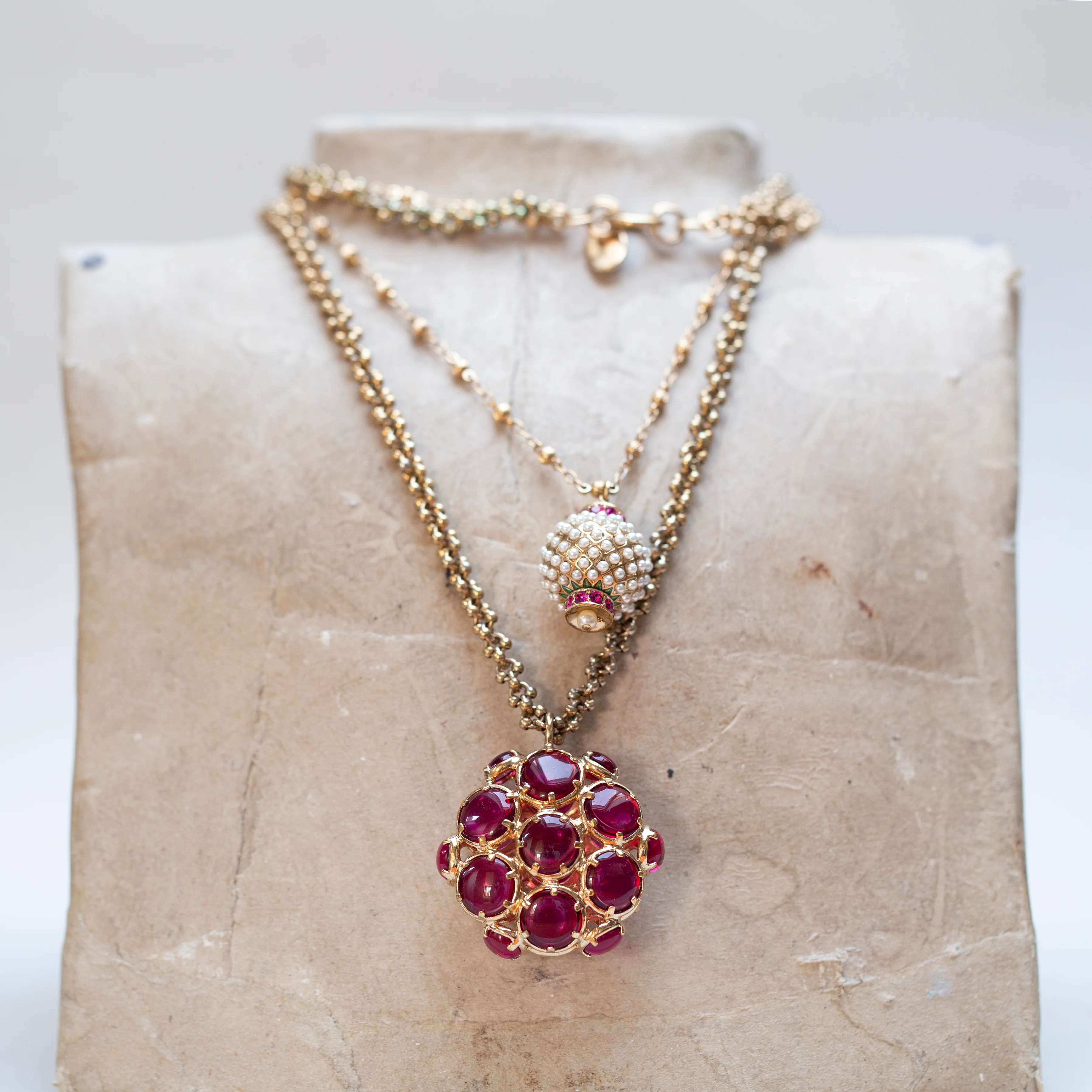 Vintage Mawi Double Strand Pendant Necklace