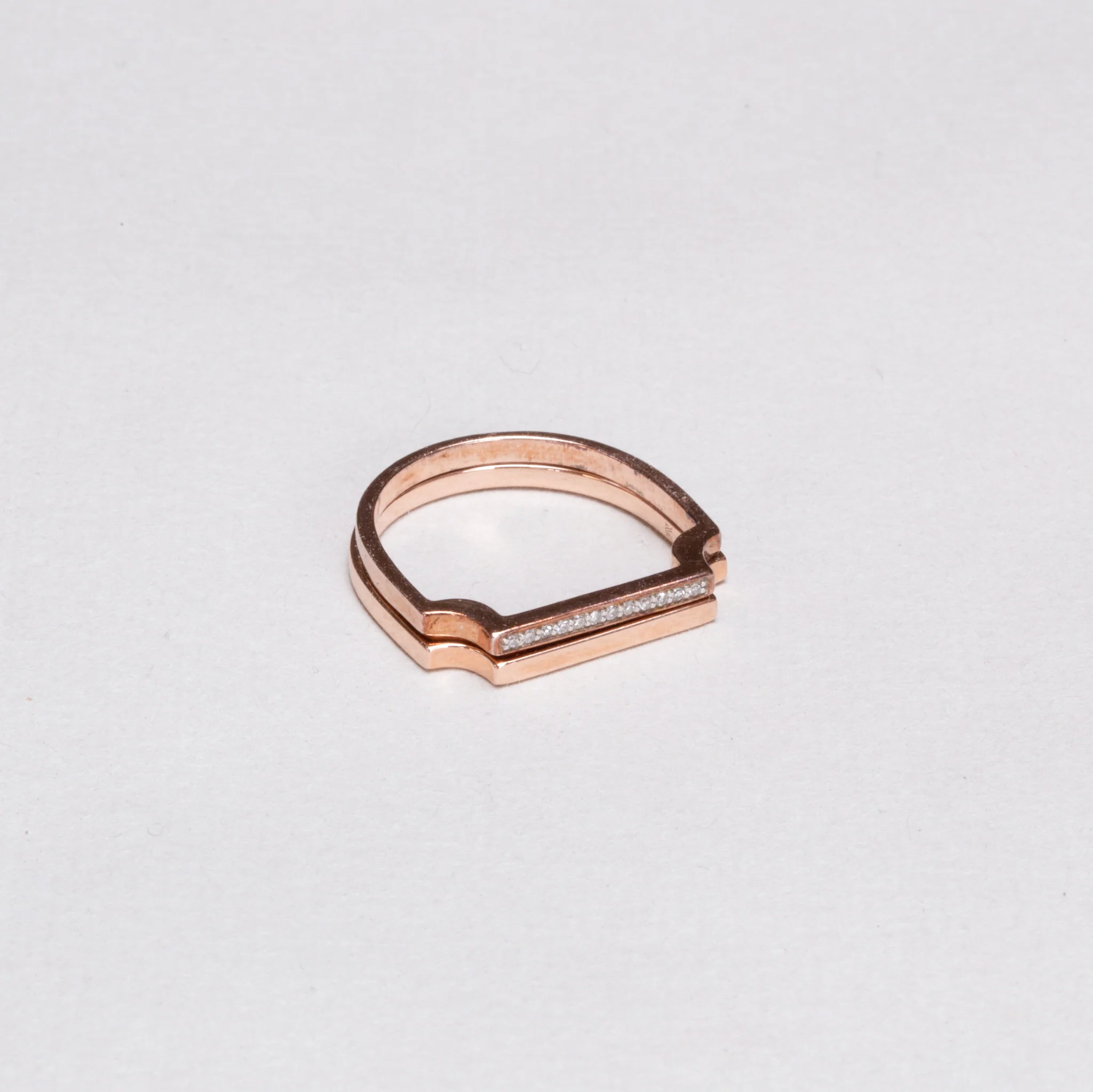 Vintage Monica Vinader Signature Thin Ring Plain and Diamante - Image 2
