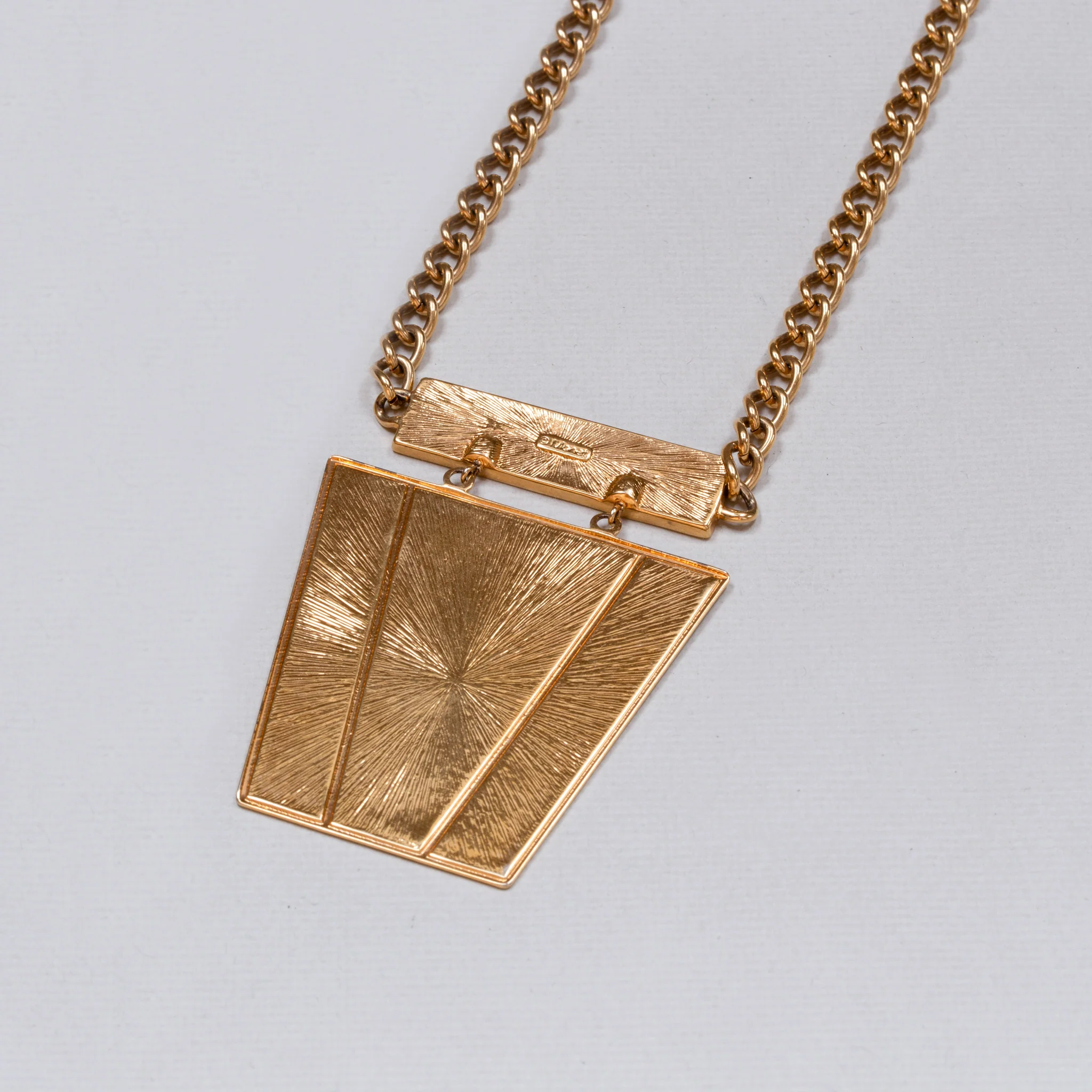 Vintage Monochrome Enamel Pendant Necklace with Gold Chain - Image 5