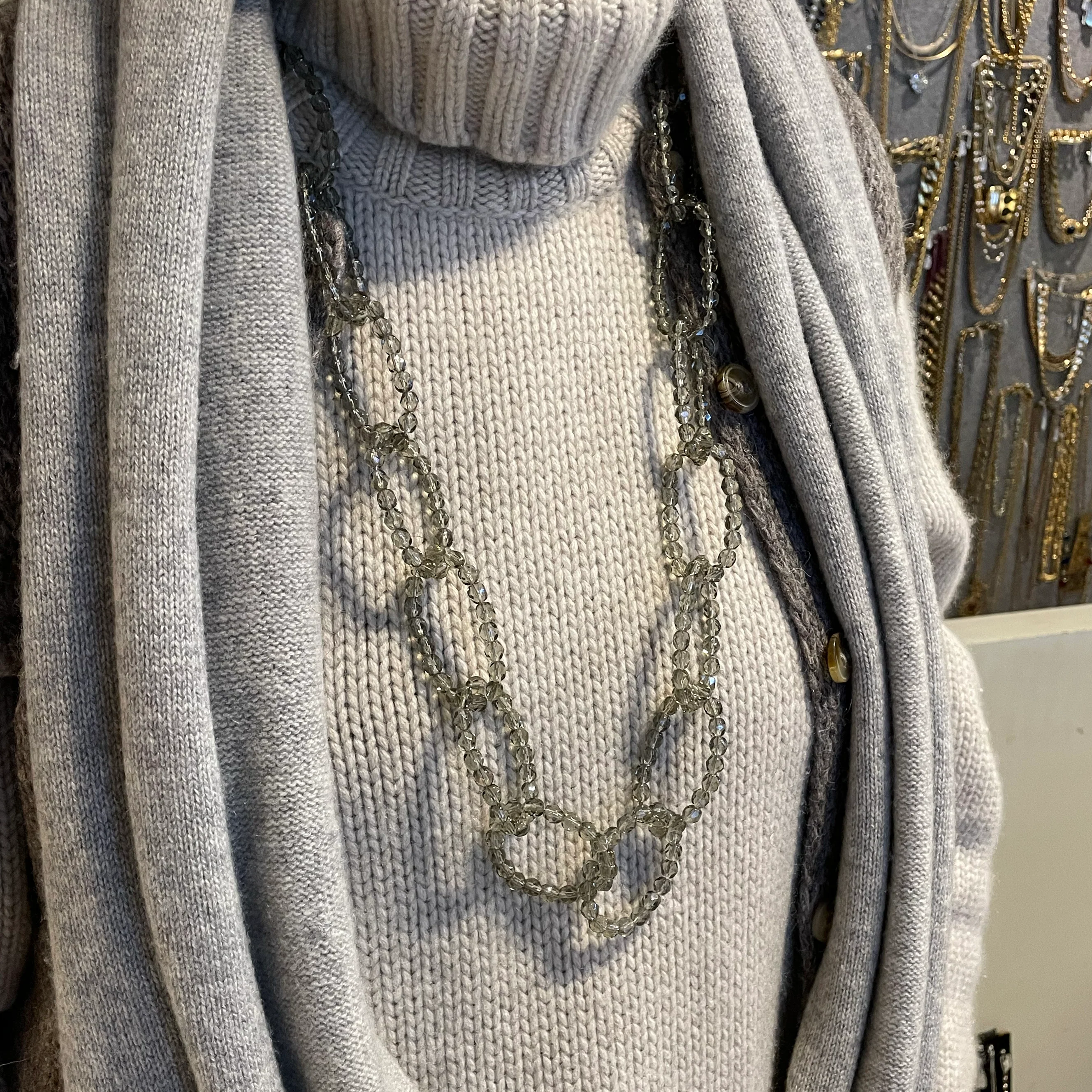Vintage Murano Glass Necklace in Grey