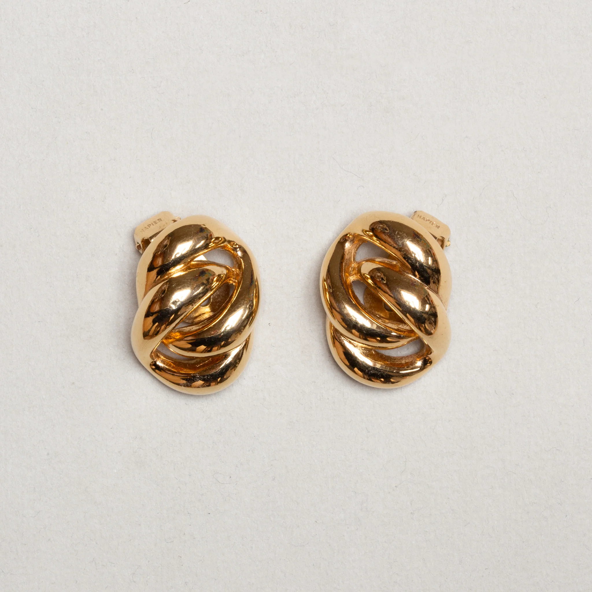 Vintage Napier Gold-tone Knot Clip-on Earrings - Image 2