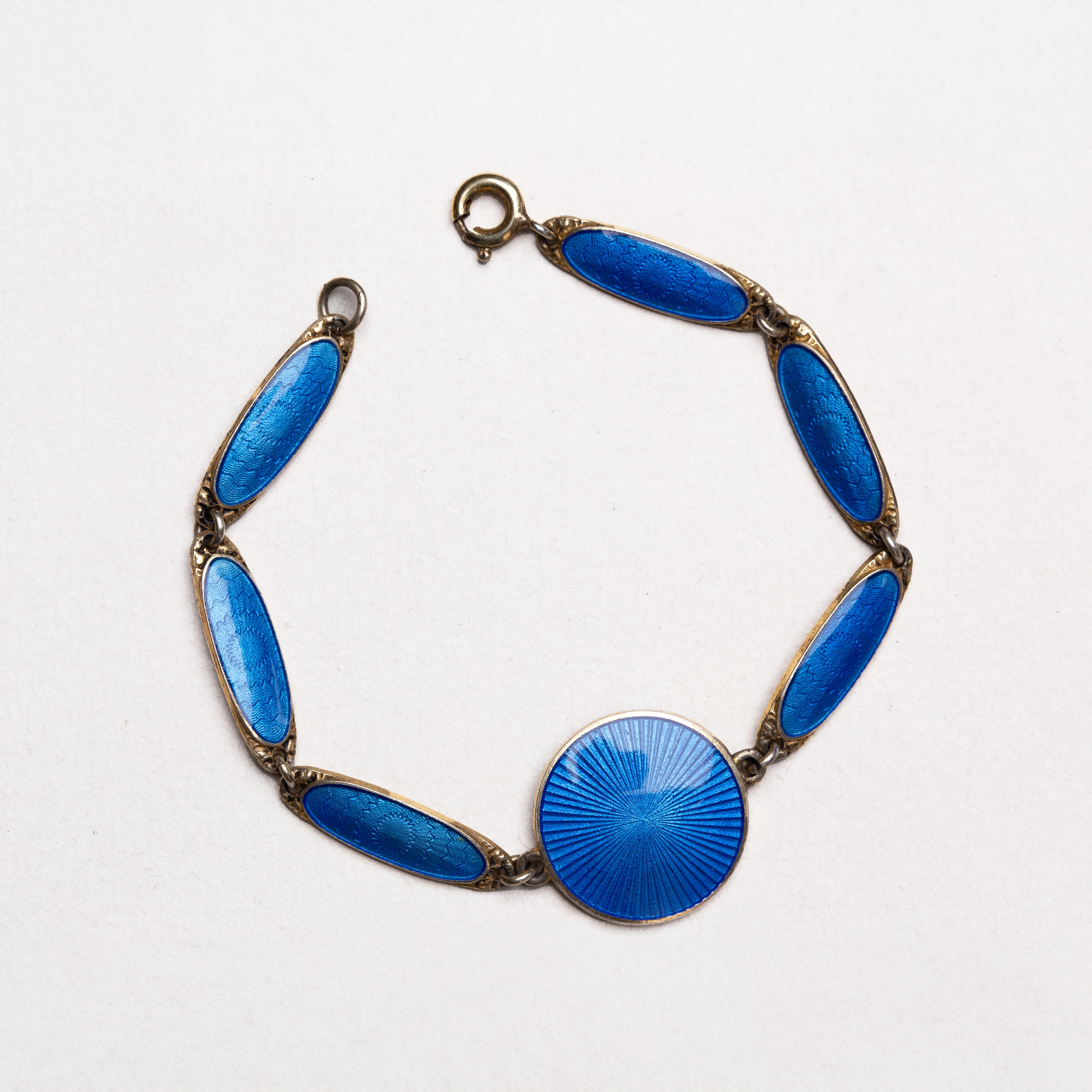 Vintage Norwegian Art Deco Blue Enamel Bracelet