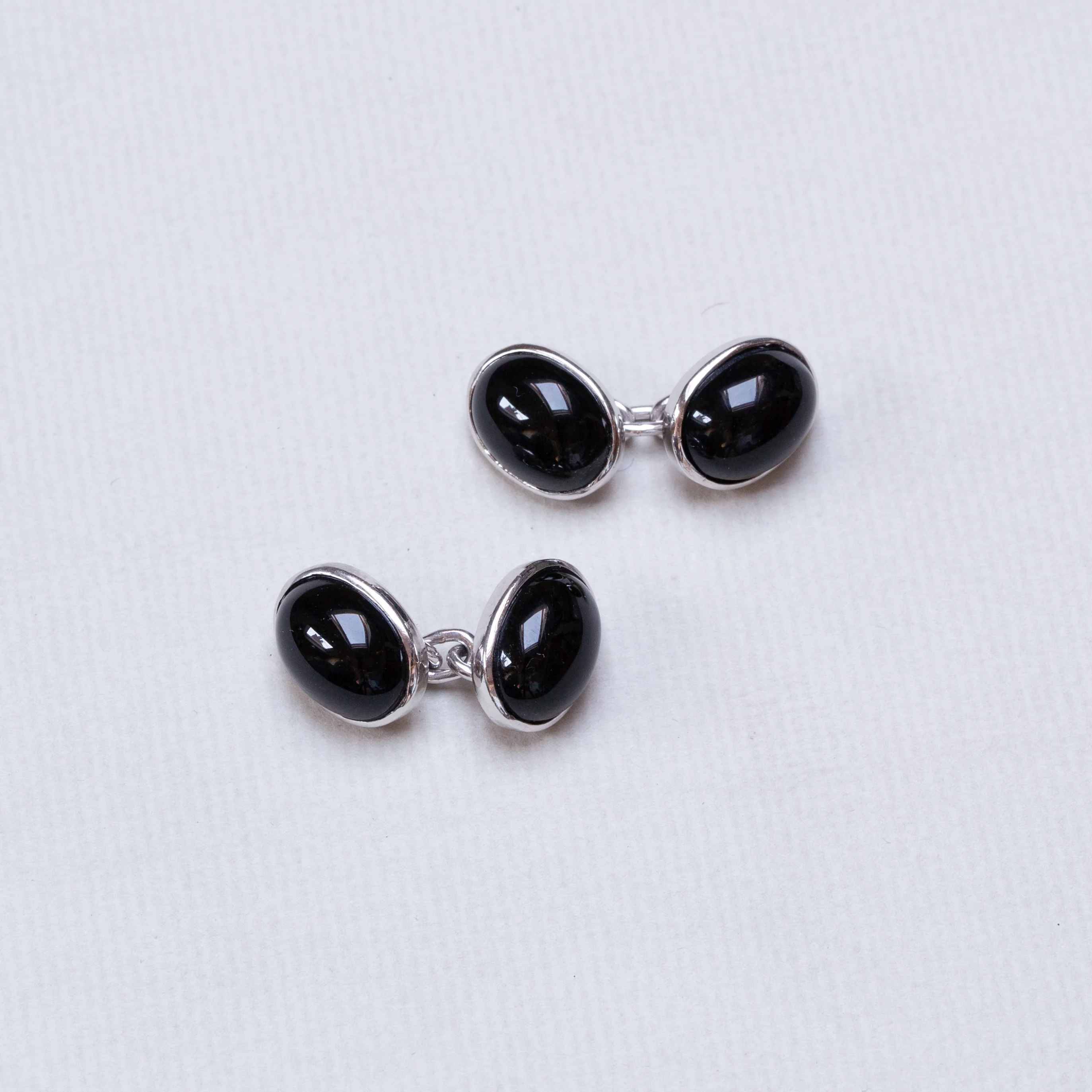 Vintage Onyx Silver Cufflinks - Image 2