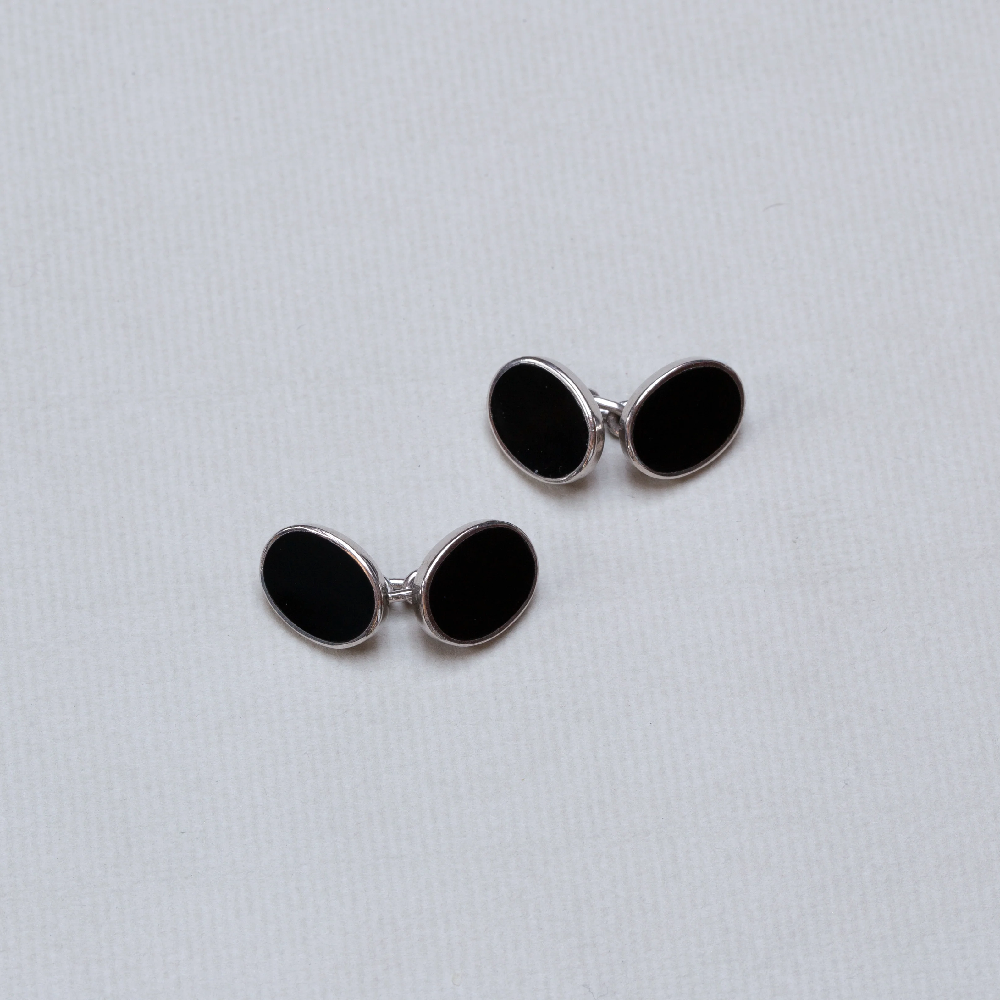 Vintage Onyx Silver Cufflinks - Image 4