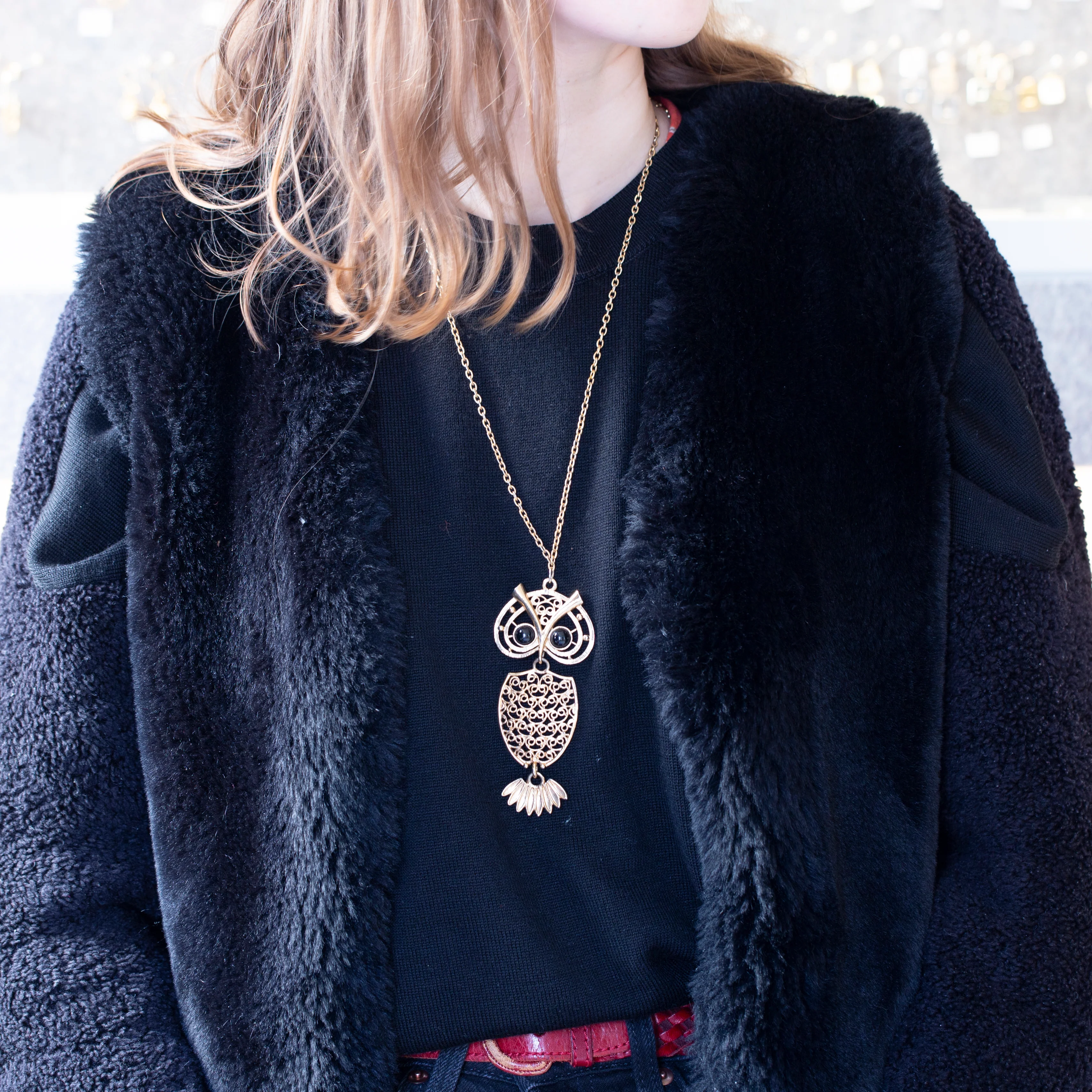 Vintage Owl Pendant Necklace - Image 3