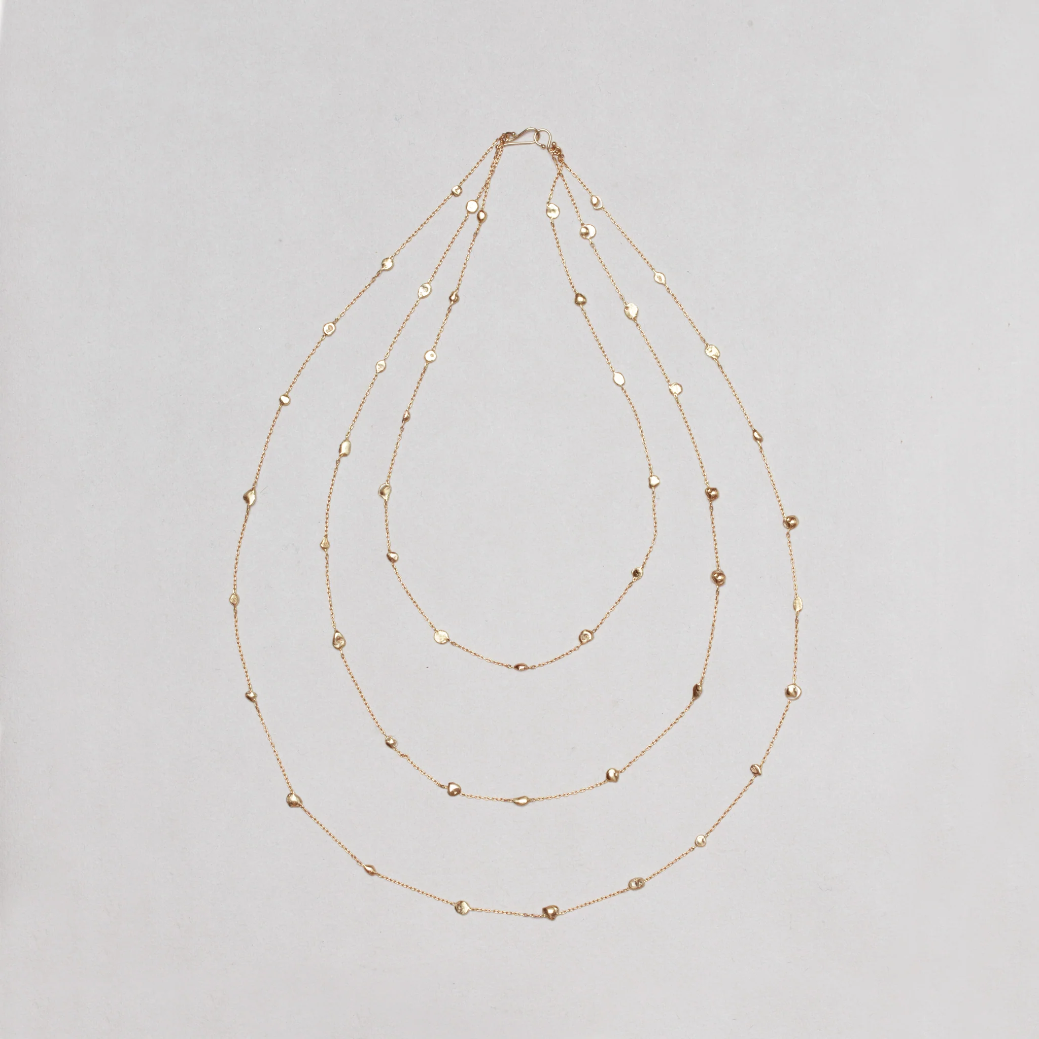 Vintage Triple-Strand Gold Nuggets Necklace - Image 3
