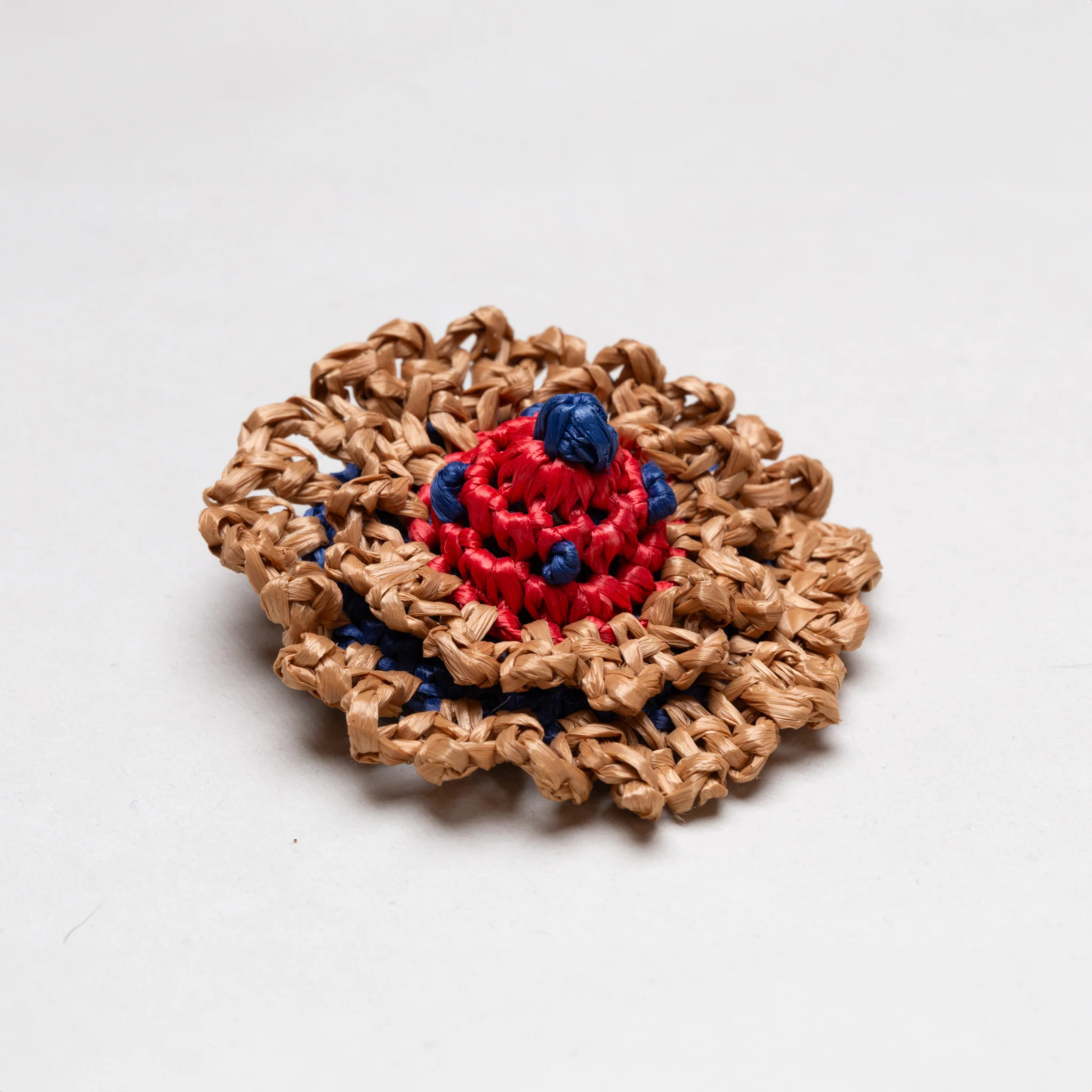 Vintage Prada Woven Raffia Flower Brooch - Image 2