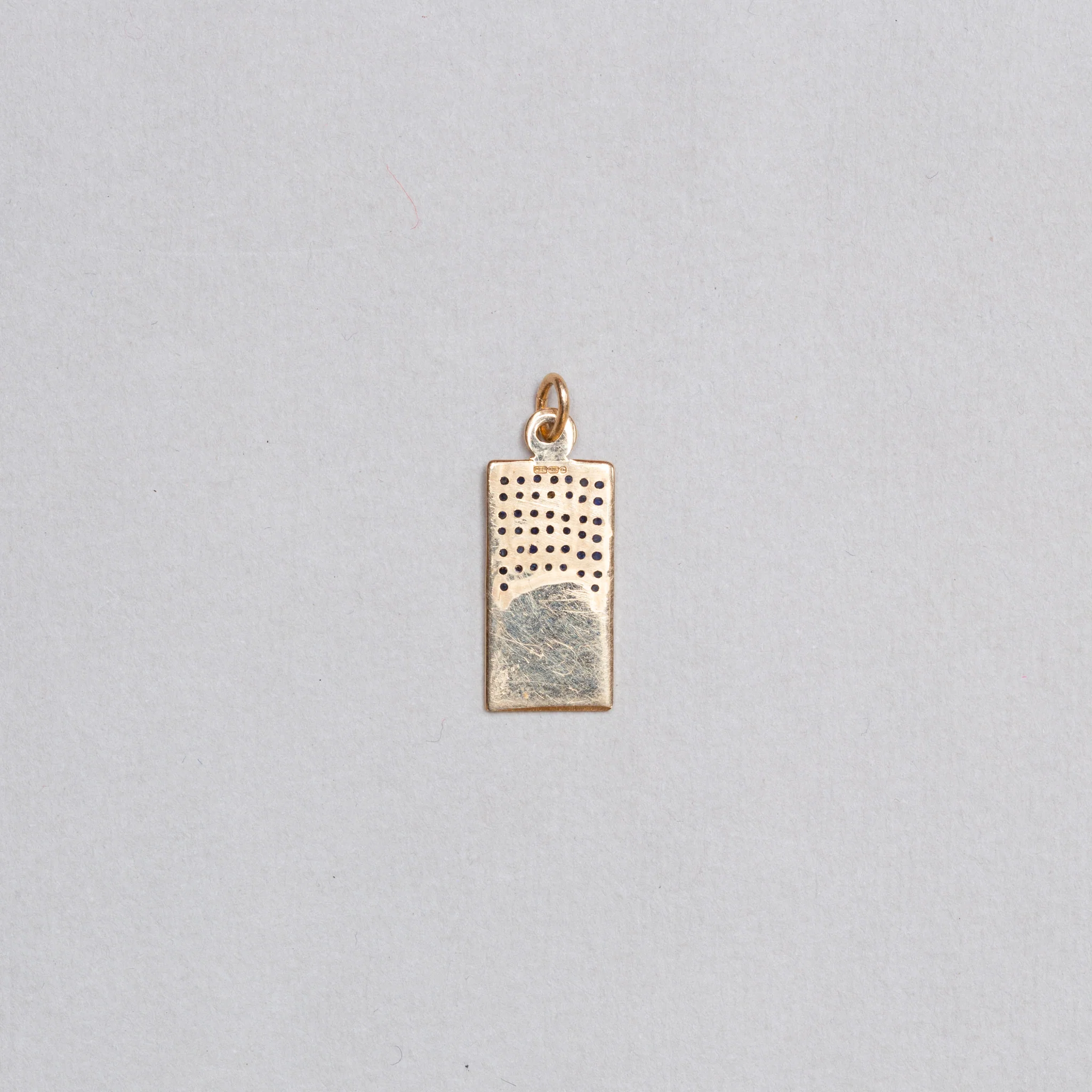 Vintage Rectangle 9ct Gold St. Christopher Charm Pendant with Sapphires - Image 3