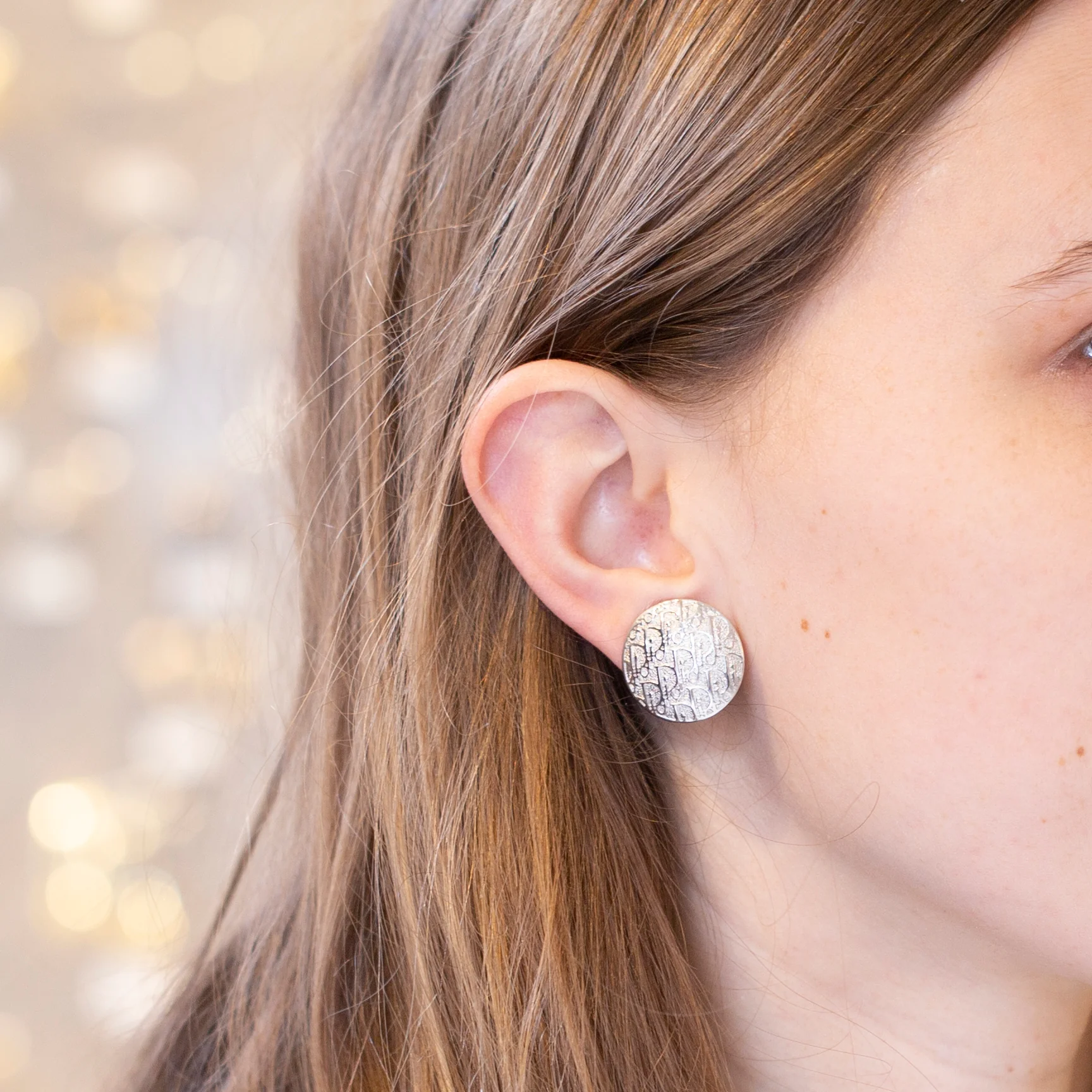 Vintage Silver CD Clip-on Earrings - Image 2