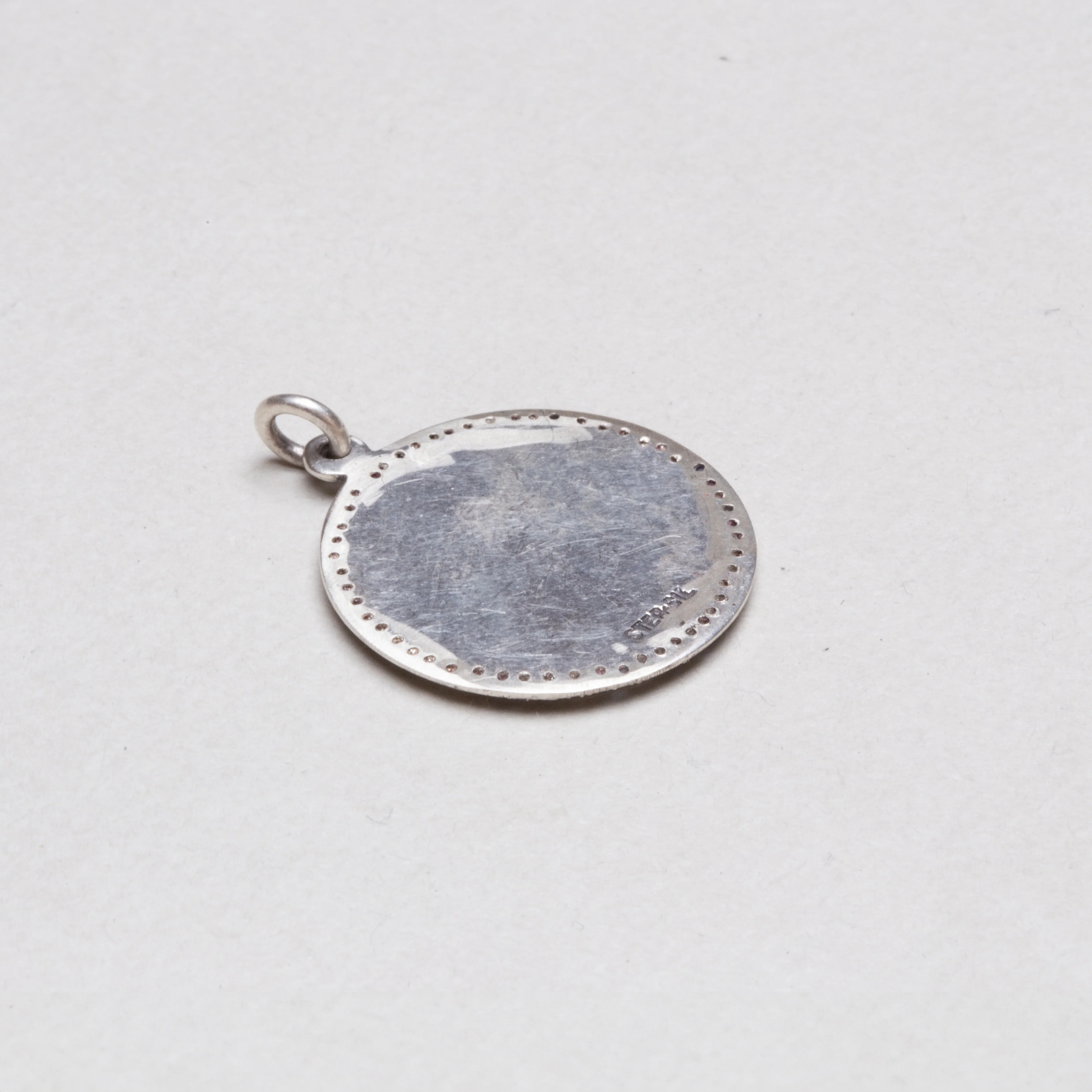 Vintage Silver Pisces Charm Pendant with Blue Sapphires - Image 3