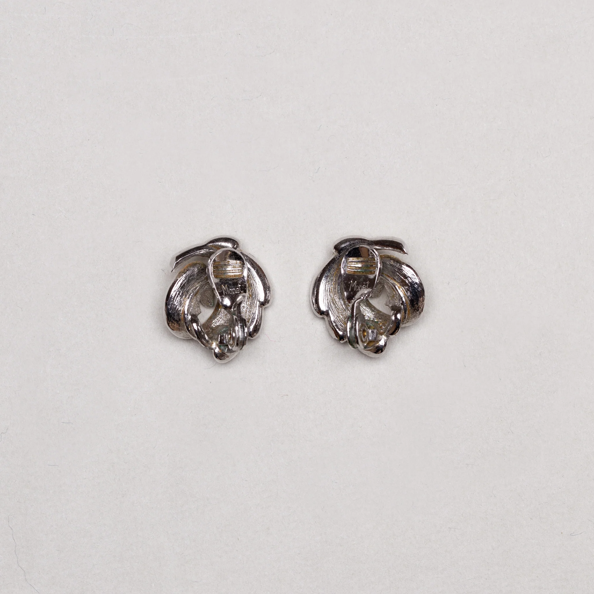Vintage Silver Rose Clip-on Earrings - Image 2