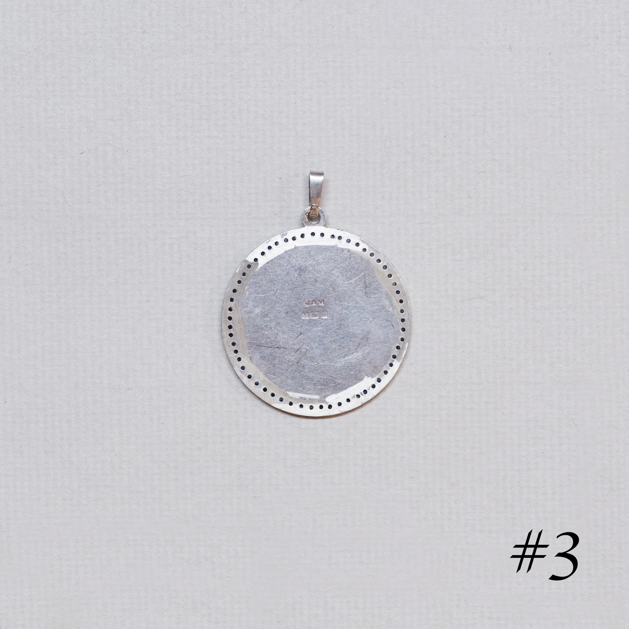 Vintage Silver St. Christopher Charm Pendant with Sapphires #3 - Image 2