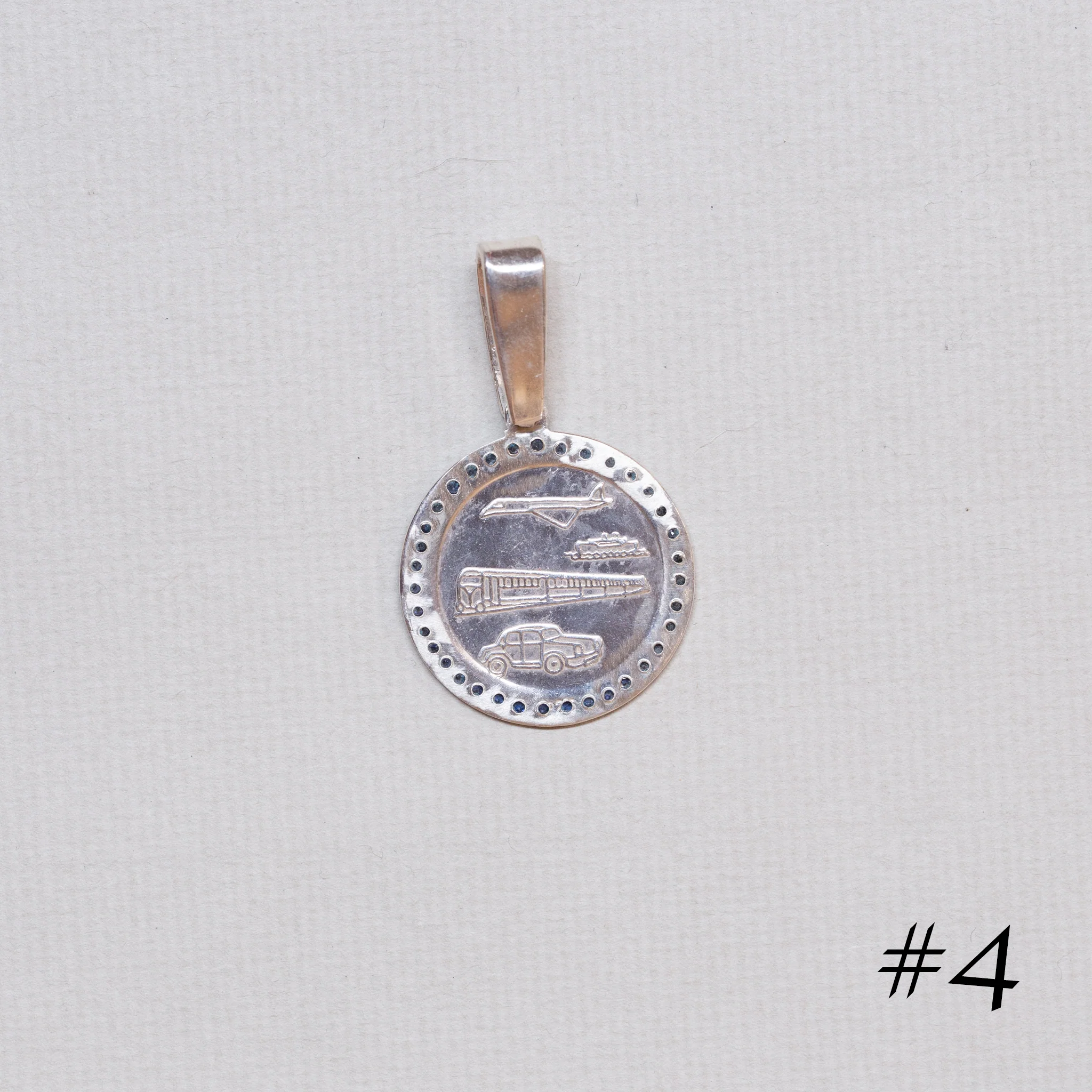 Vintage Silver St. Christopher Charm Pendant with Sapphires #4 - Image 2