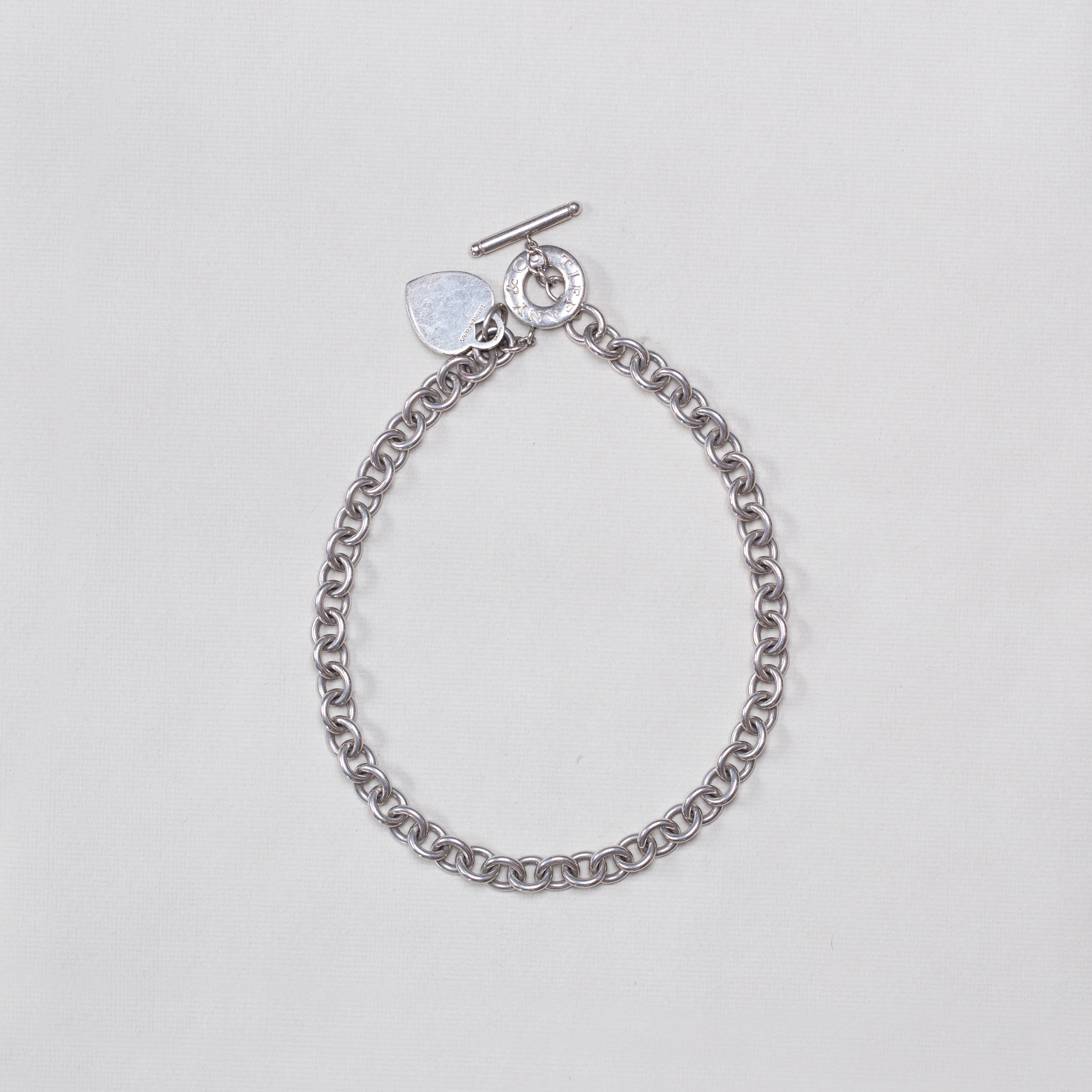 Vintage Sterling Silver Heart Tag Toggle Chain Necklace - Image 2