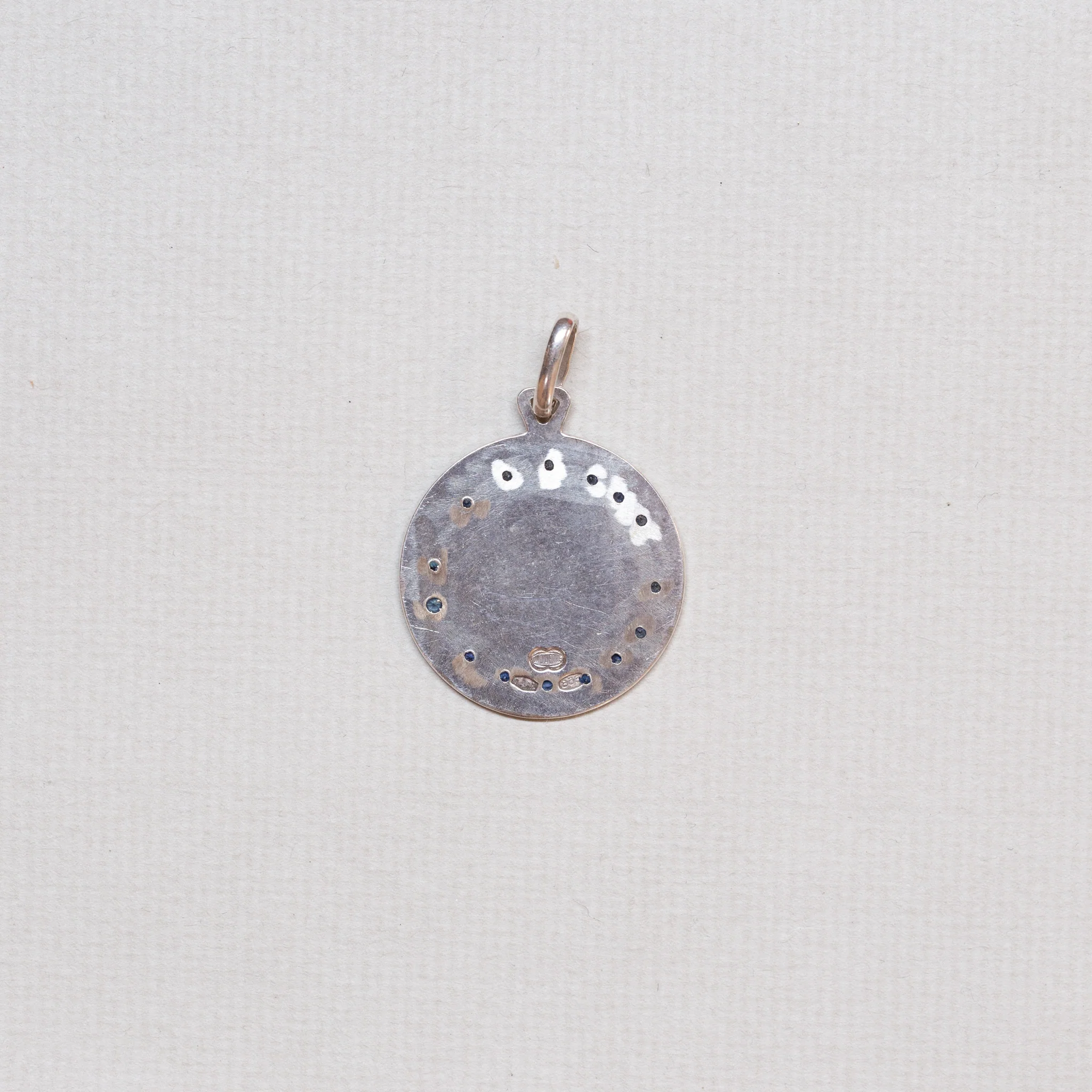 Vintage Sterling Silver "Gemini" Charm Pendant with Sapphires - Image 2