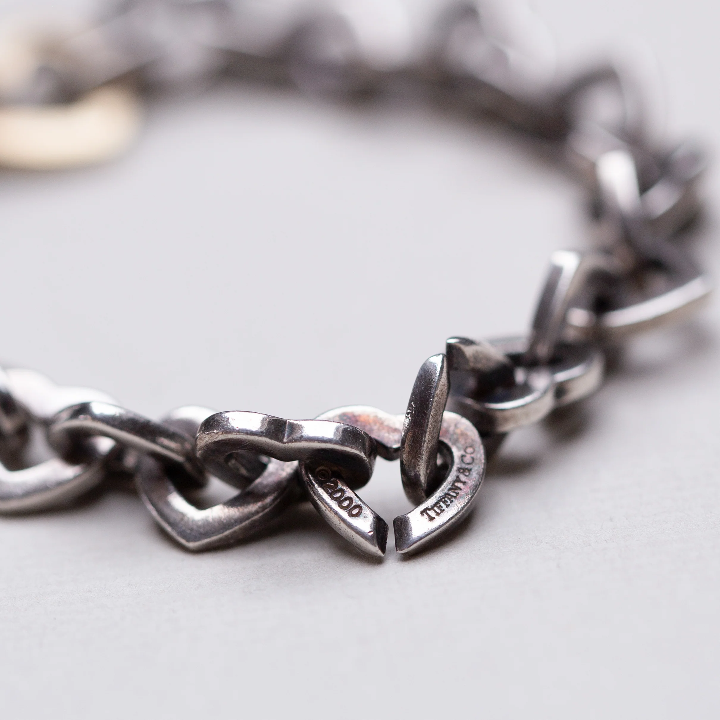 Vintage Sterling Silver Heart Bracelet - Image 2