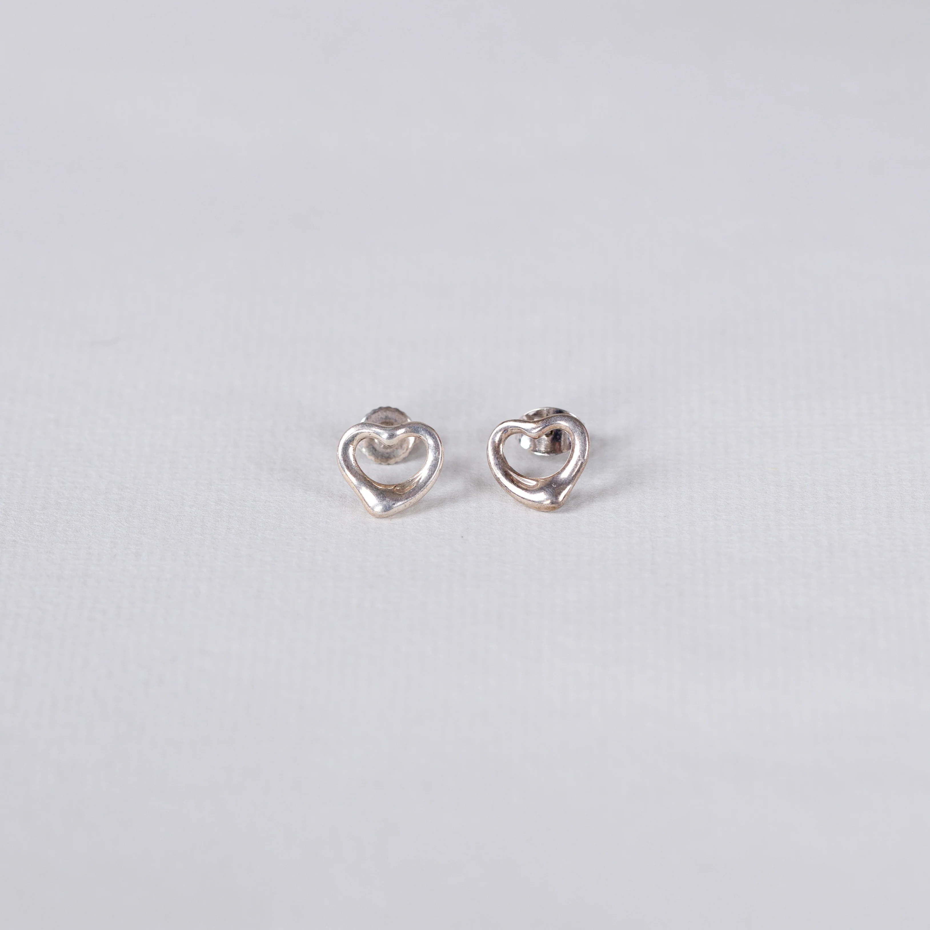 Vintage Sterling Silver Heart Stud Earrings