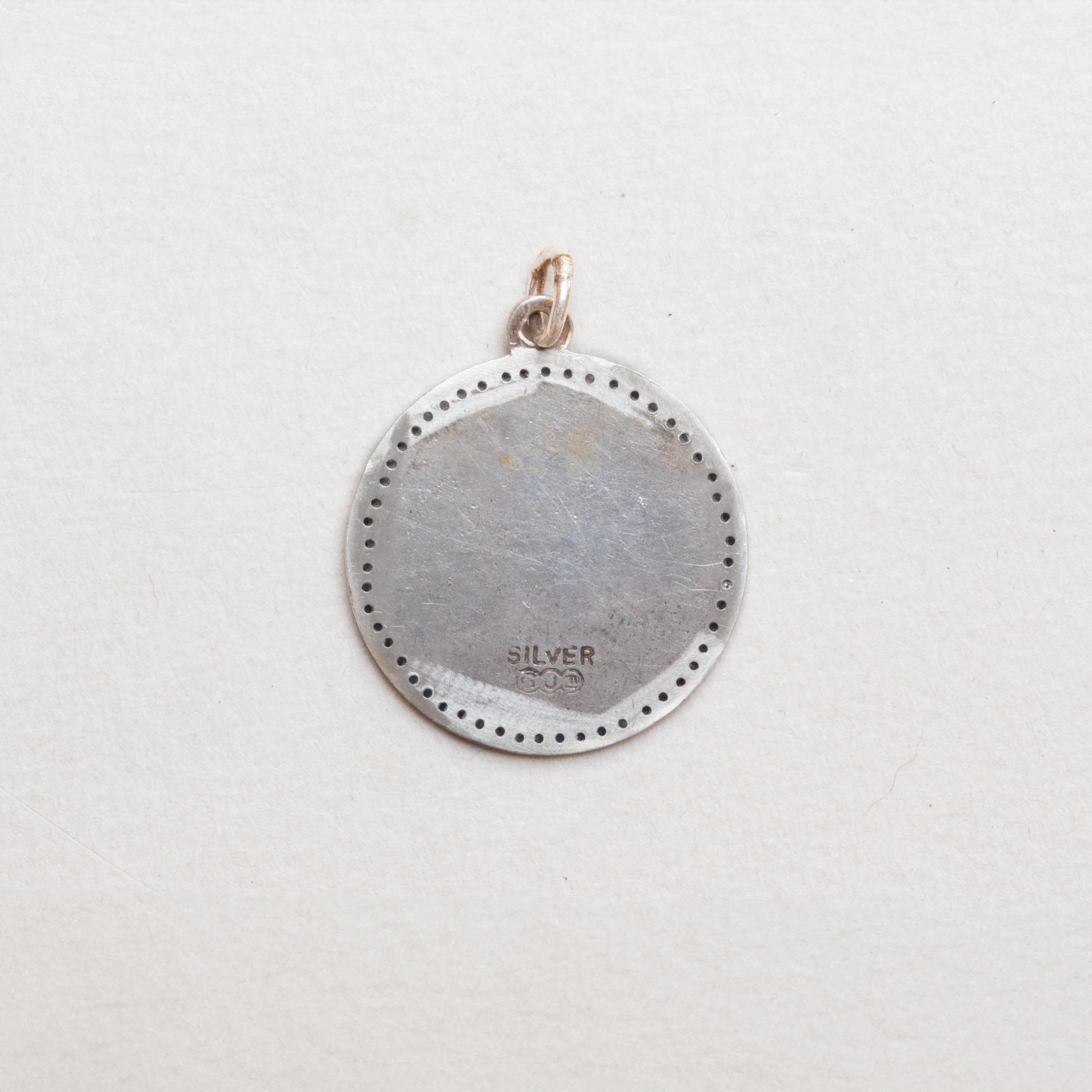 Vintage Sterling Silver St. Christopher Charm Pendant with Sapphires - Image 3