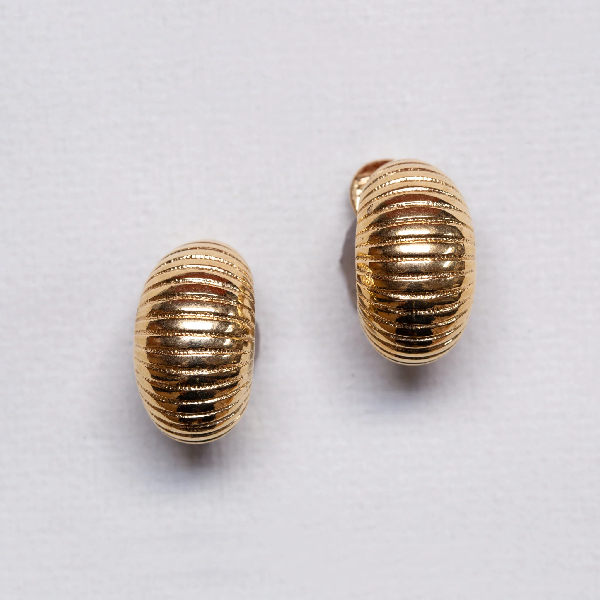 Vintage Monet Striped Gold Clip-on Earrings - Image 2