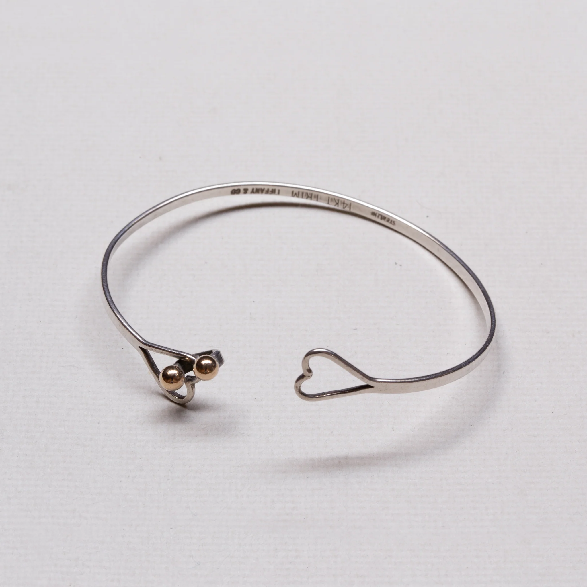 Vintage Tiffany & Co. Double Heart Bangle Bracelet - Image 2