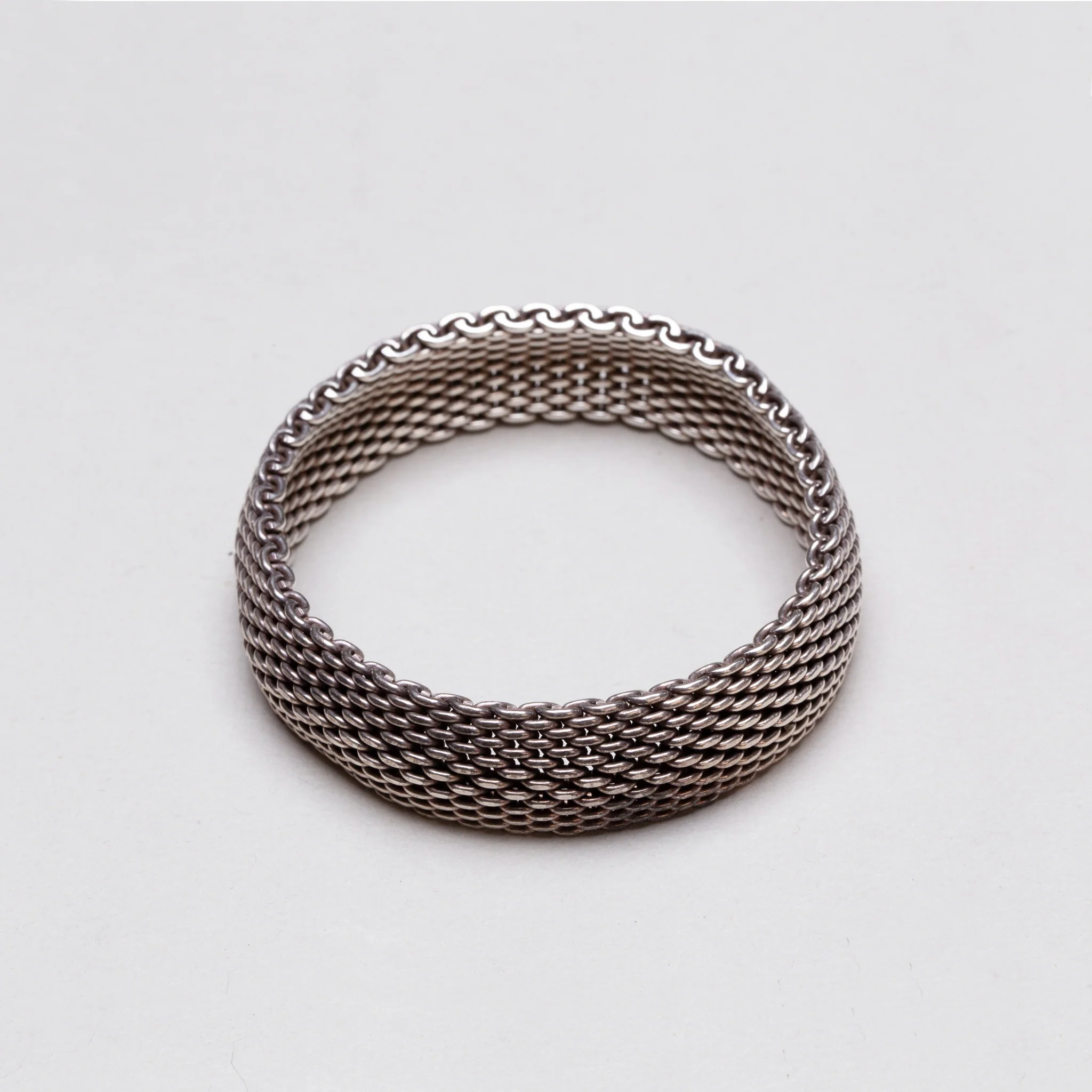 Vintage Tiffany & Co. Silver Somerset Mesh Bangle Bracelet - Image 2