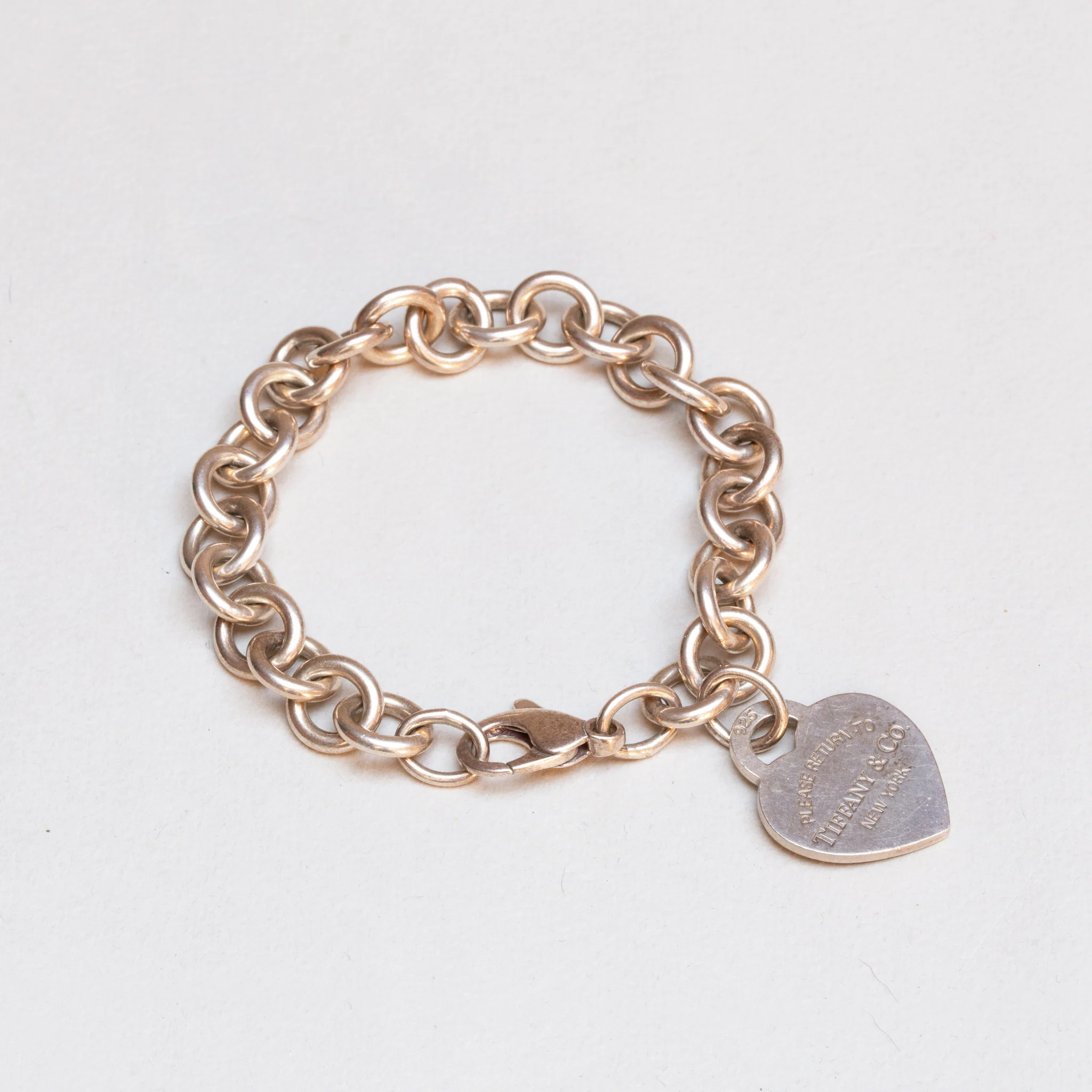 Vintage Tiffany & Co Sterling Silver Heart Pendant Bracelet - Image 3