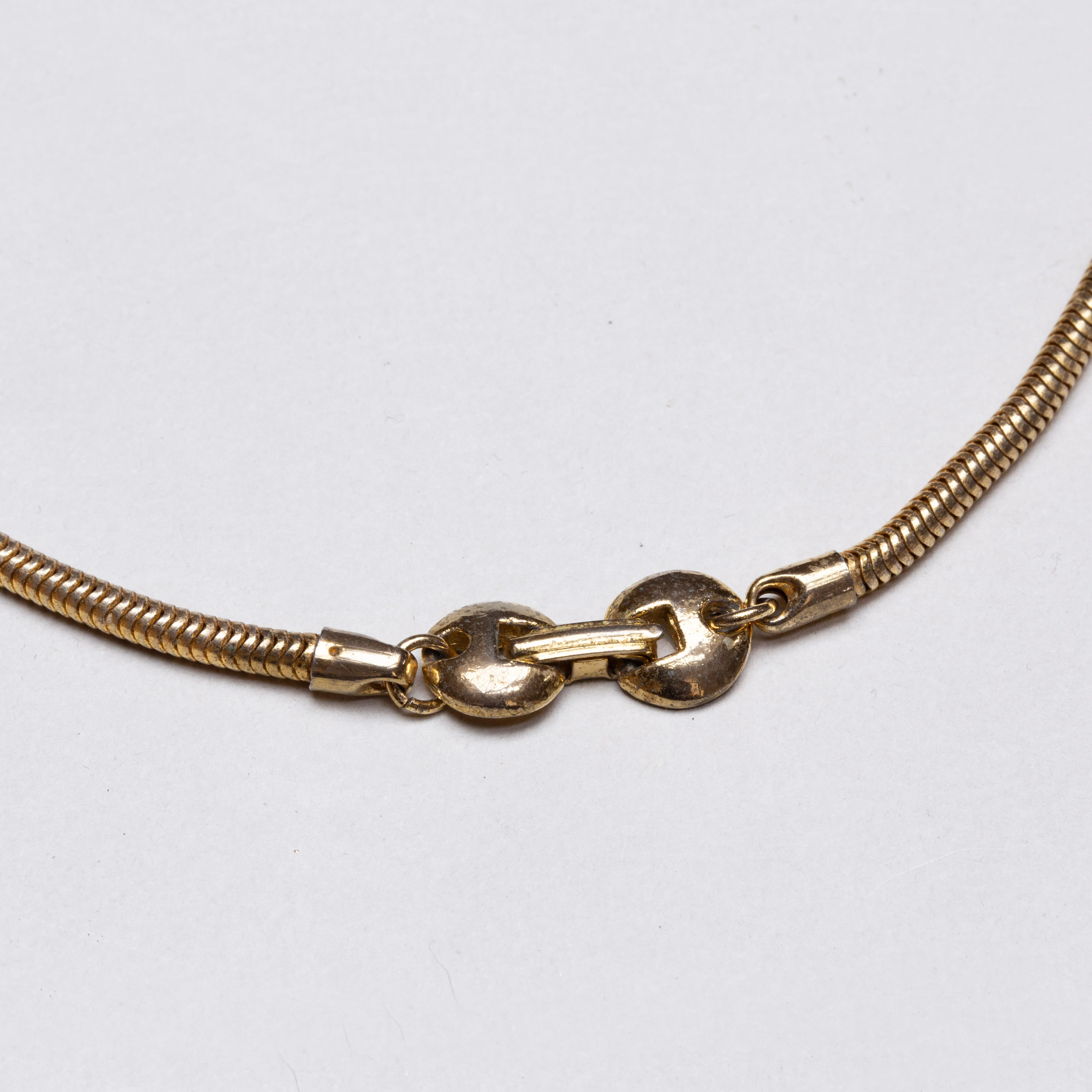 Vintage Trifari Gold Snake Chain Necklace with 'Teardrop' Pendant - Image 4