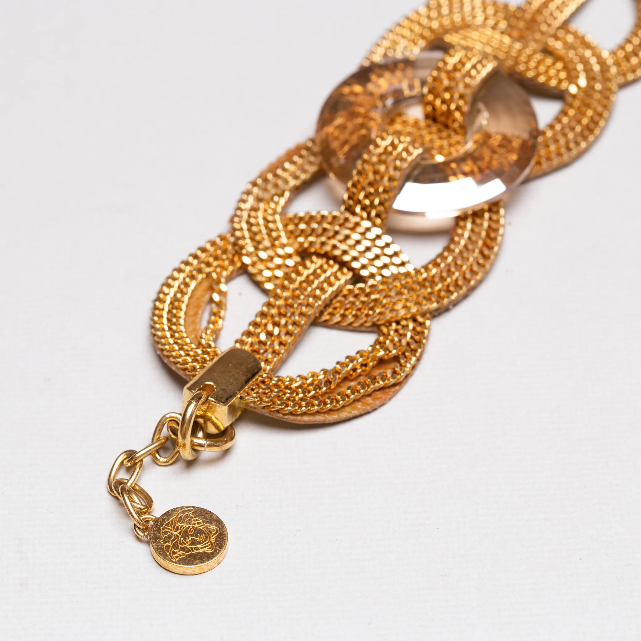 Vintage Versace Grecian Gold Chain Bracelet - Image 3