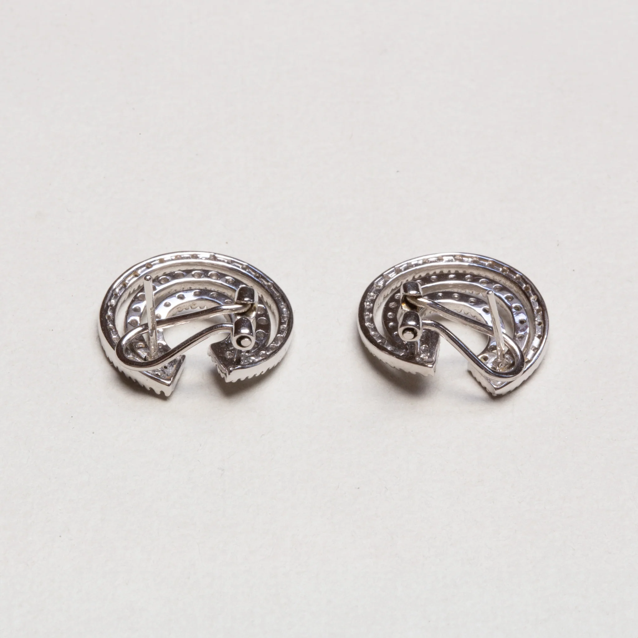 Vintage White Gold Diamond Stud Earrings - Image 3