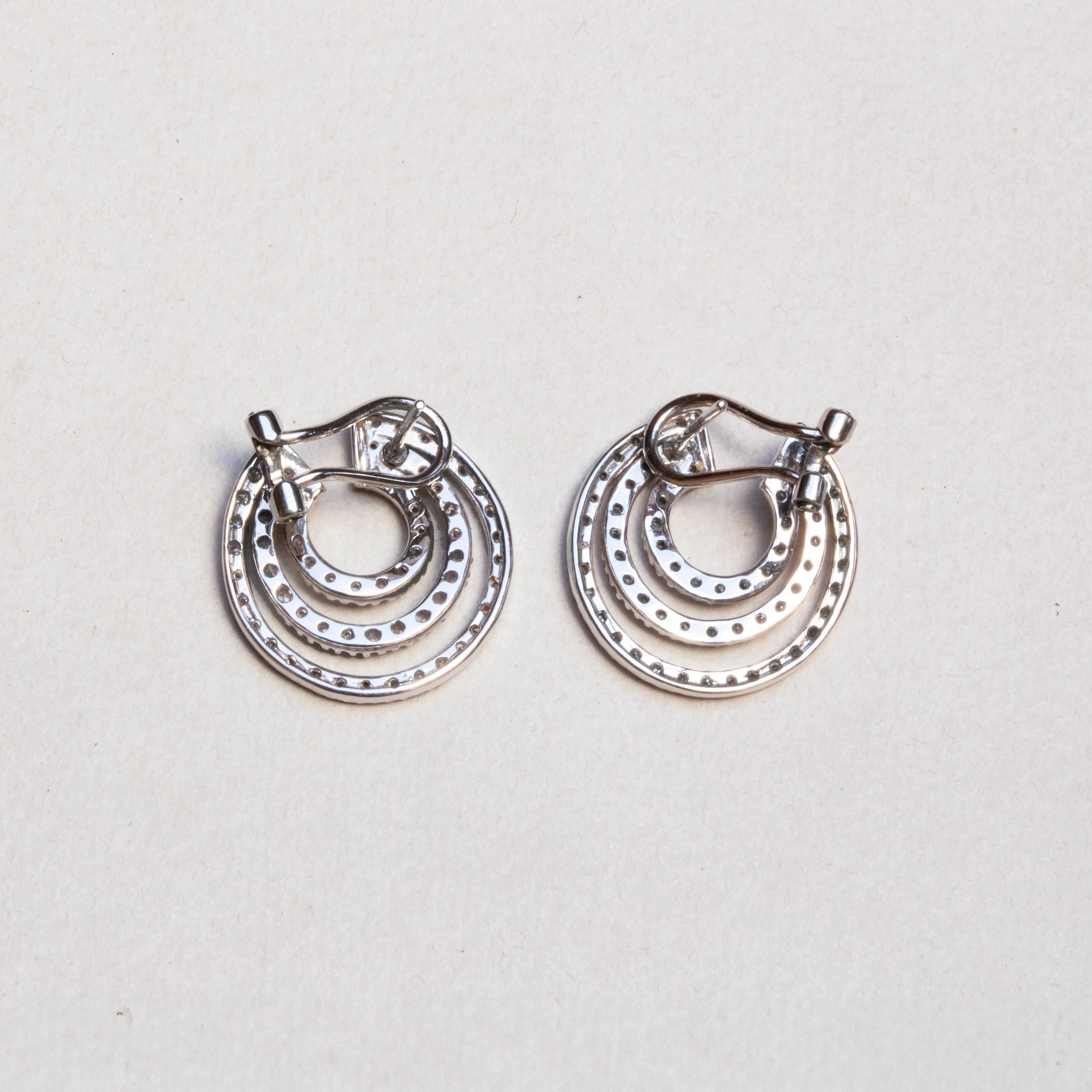 Vintage White Gold Diamond Stud Earrings - Image 4