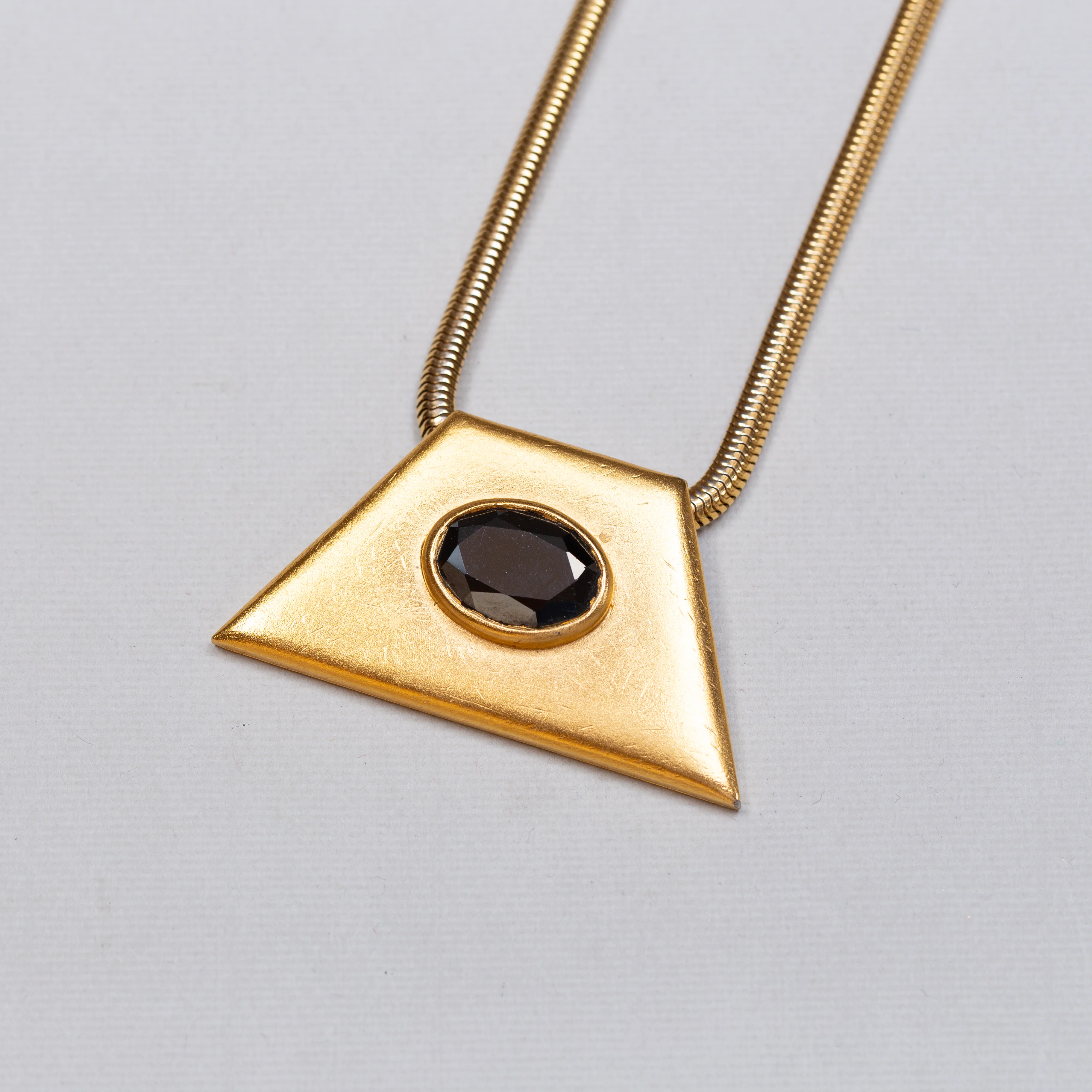 Vintage YSL Gold Chain Necklace with Matte Gold Pendant - Image 2