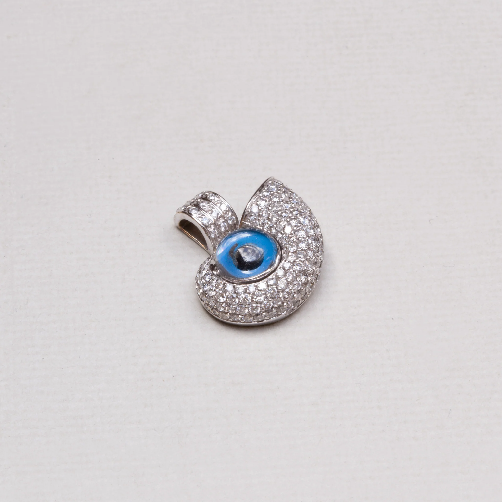 Vintage White Gold Turkish / Evil Eye Charm Pendant with Diamonds - Image 3