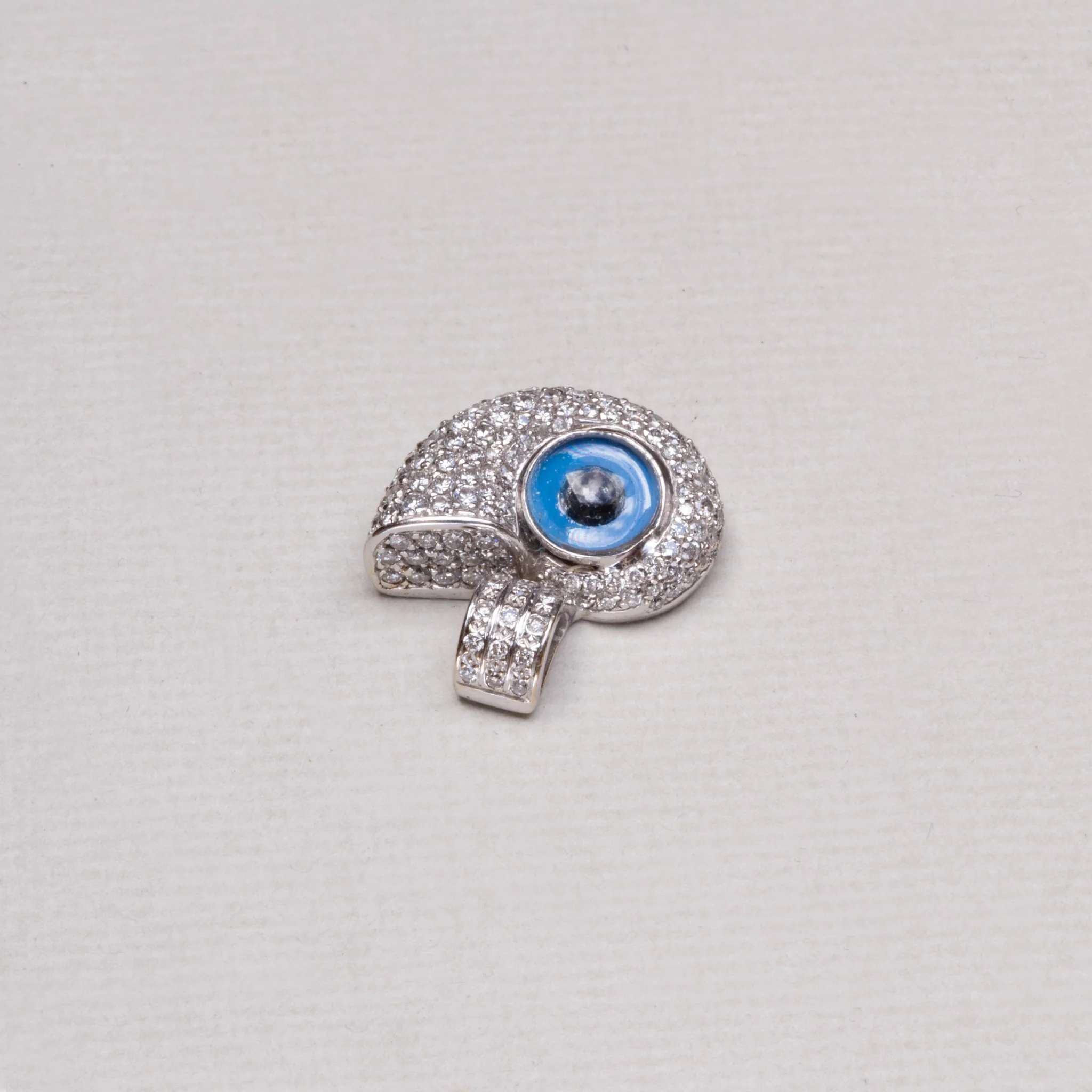 Vintage White Gold Turkish / Evil Eye Charm Pendant with Diamonds - Image 4